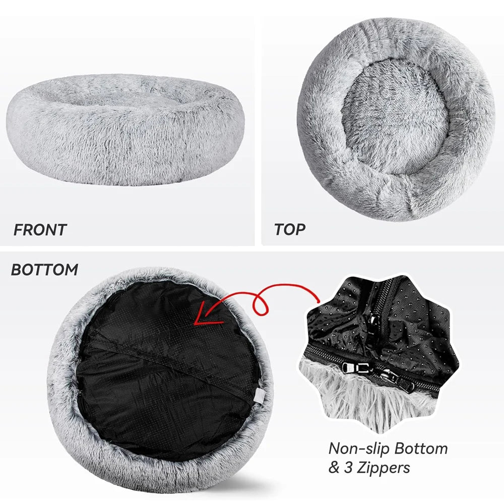 Removable Dog Bed Long Plush Cat Dog Beds for Small Large Dogs Cushion Sofa Winter Warm Pet Kennel Fluffy Sleeping Dogs Beds Mat