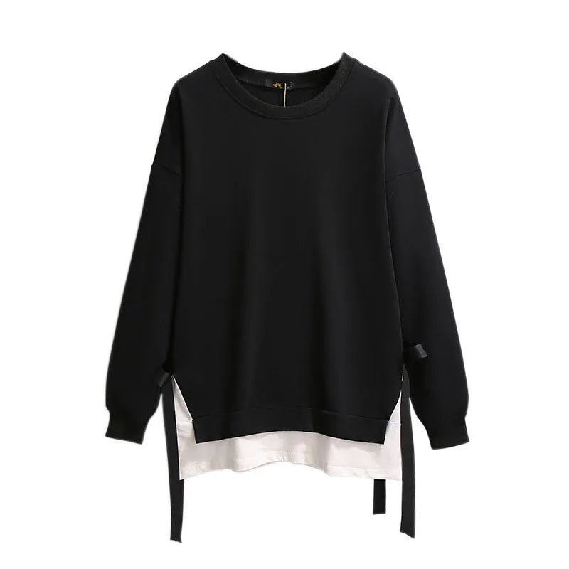 150Kg Plus Size Women's Autumn Loose O-neck Sweatshirts Bust 157cm 6XL 7XL 8XL 9XL 10XL Casual Long-Sleeved Fake Two-piece Top