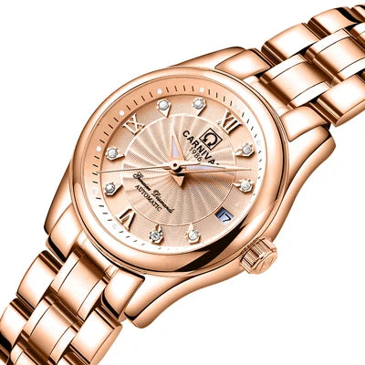 CARNIVAL Brand Luxury Mechanical Watch for Women Ladies Fashion Sapphire Automatic Movement Wristwatches Waterproof Reloj Mujer