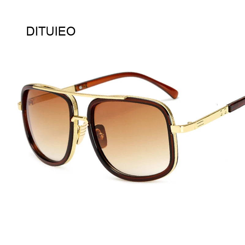 Classic Brand Designer Flat Top Mirror Sun Glasses Square Gold Male Female Superstar Oversized Men Sunglasses Women