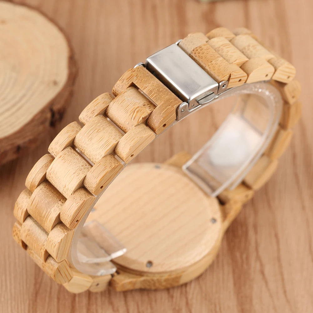 Natural Full Bamboo Wood Clock Watches Simple Women Pure Wood Watch Top Brand Luxury Quartz Ladies Dress Wooden Band Wristwatch