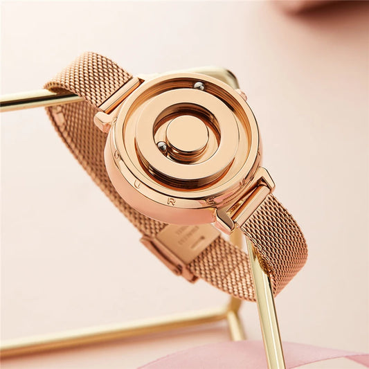 Magnetic Gold Watch EUTOUR Luxury Ladies Watch Quartz Woman Watch Stainless Steel Wrist Watch Fashion Female Clock Dropship