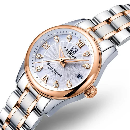 CARNIVAL Brand Luxury Mechanical Watch for Women Ladies Fashion Sapphire Automatic Movement Wristwatches Waterproof Reloj Mujer