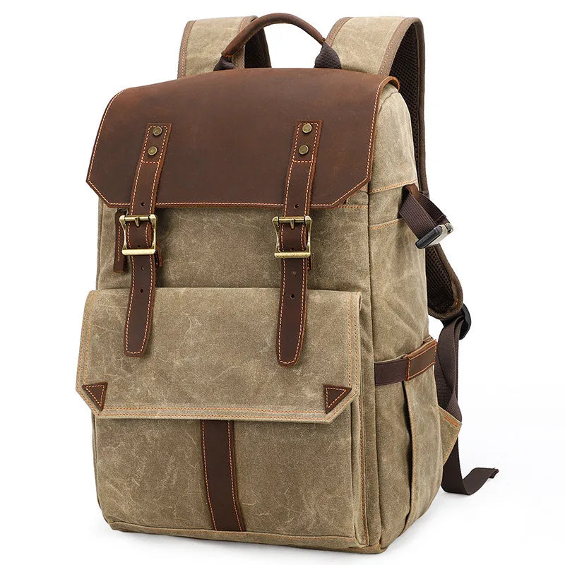 New Retro Batik Waterproof Canvas Large Capacity Camera Video Backpack Travel Casual Mens DSLR Photography Shoulders Bag Tripod