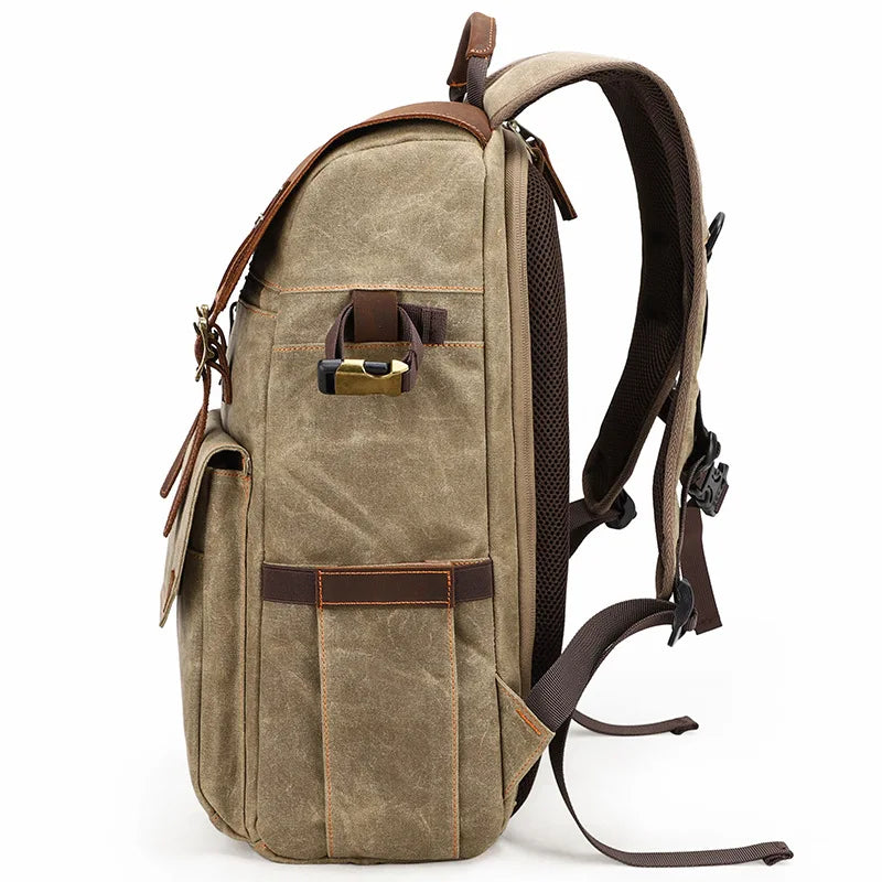 New Retro Batik Waterproof Canvas Large Capacity Camera Video Backpack Travel Casual Mens DSLR Photography Shoulders Bag Tripod