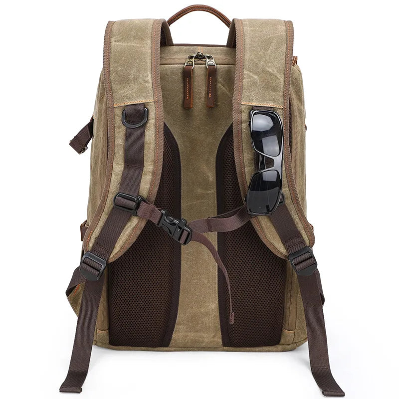 New Retro Batik Waterproof Canvas Large Capacity Camera Video Backpack Travel Casual Mens DSLR Photography Shoulders Bag Tripod