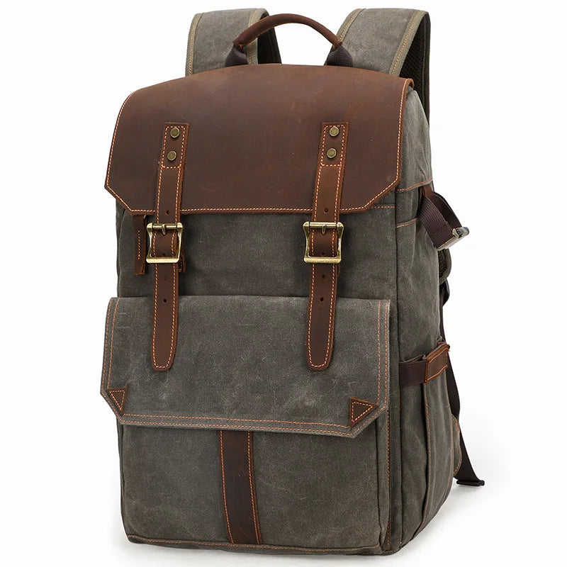 New Retro Batik Waterproof Canvas Large Capacity Camera Video Backpack Travel Casual Mens DSLR Photography Shoulders Bag Tripod