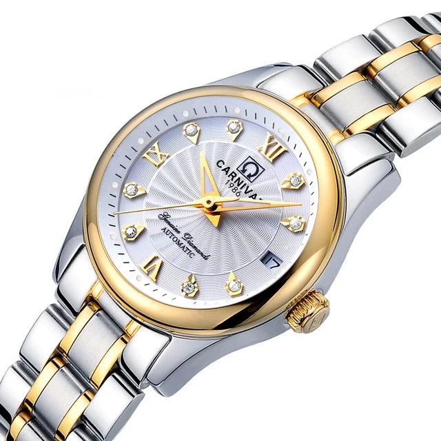 CARNIVAL Brand Luxury Mechanical Watch for Women Ladies Fashion Sapphire Automatic Movement Wristwatches Waterproof Reloj Mujer