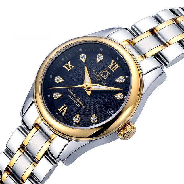 CARNIVAL Brand Luxury Mechanical Watch for Women Ladies Fashion Sapphire Automatic Movement Wristwatches Waterproof Reloj Mujer