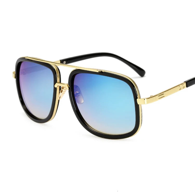 Classic Brand Designer Flat Top Mirror Sun Glasses Square Gold Male Female Superstar Oversized Men Sunglasses Women