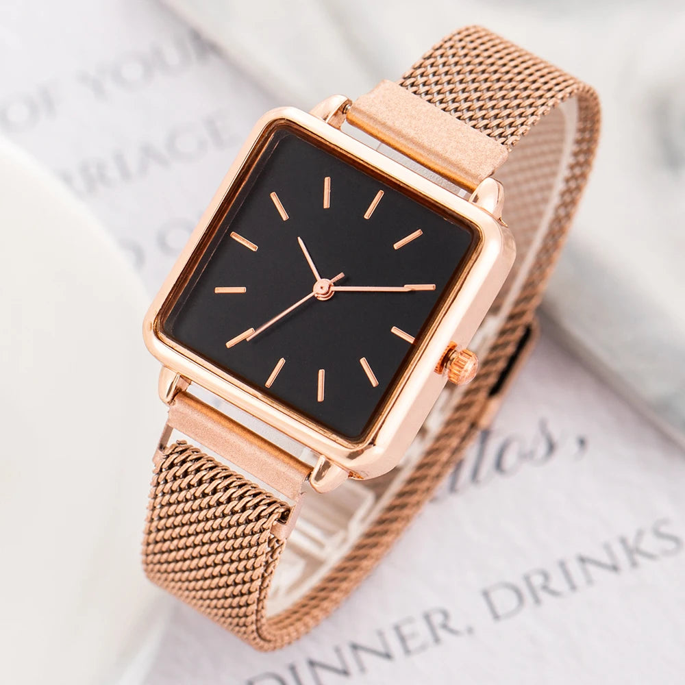 Gold Watch Women Watch Bracelets Square Female Watches Fashion Ladies Sports Dress WristWatch Waterproof Metal Watch For Women