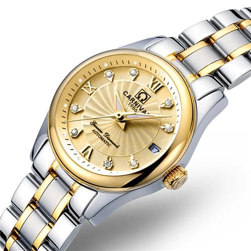 CARNIVAL Brand Luxury Mechanical Watch for Women Ladies Fashion Sapphire Automatic Movement Wristwatches Waterproof Reloj Mujer