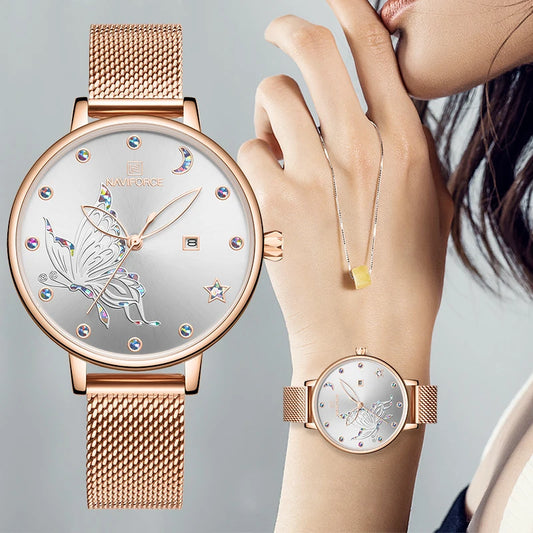 New NAVIFORCE Women Watch Luxury Brand Simple Quartz Ladies Waterproof Wristwatch Fashion Casual Watches Girl Clock Reloj Mujer