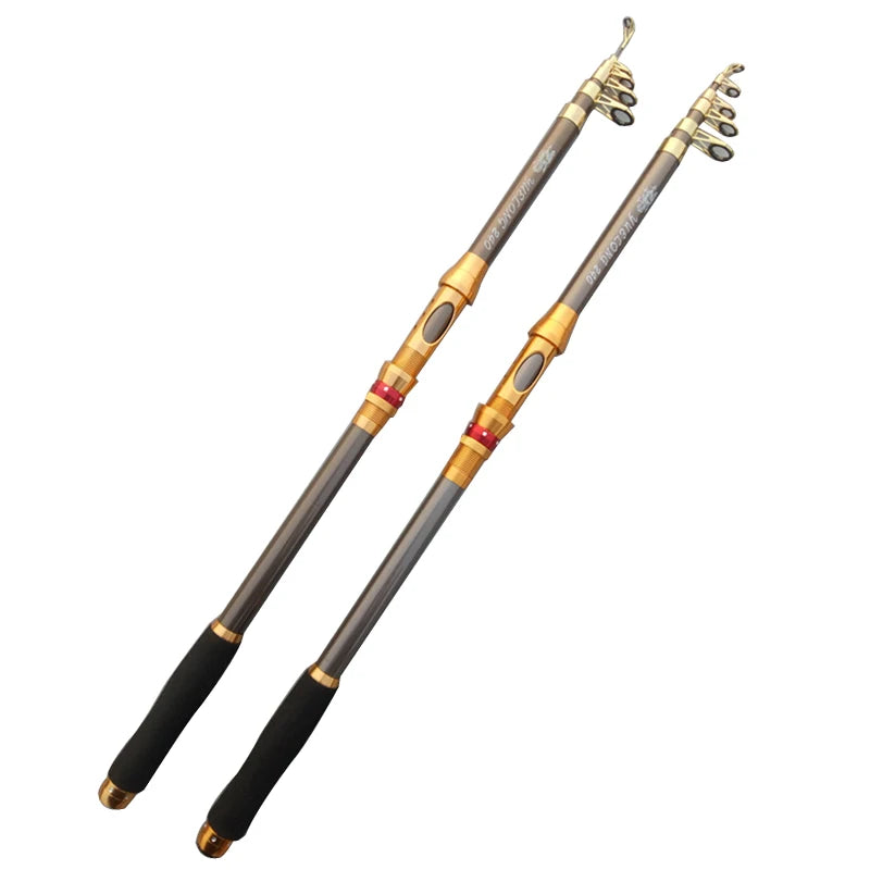 Professional 2.1M-3.6M Carbon Fiber Telescopic Fishing Rod Portable Spinning Fishing Rod Pole Travel Sea Boat Rock Fishing Rod