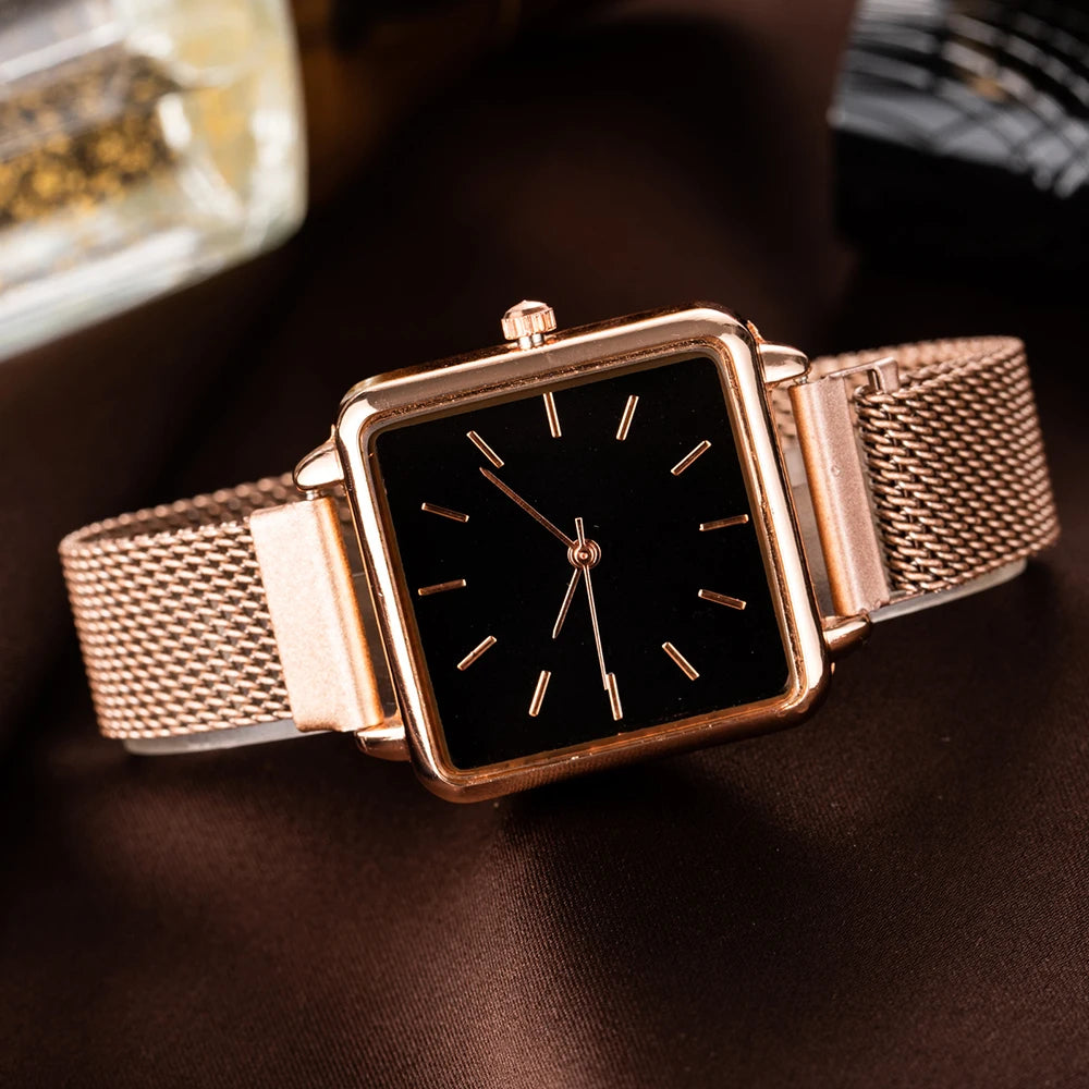 Gold Watch Women Watch Bracelets Square Female Watches Fashion Ladies Sports Dress WristWatch Waterproof Metal Watch For Women