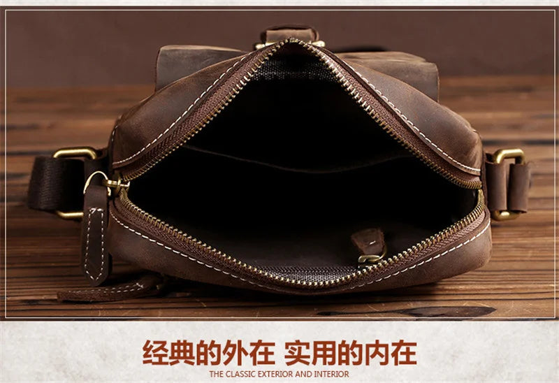 Leather Casual Genuine Shoulder Bag Men Crossbody Messenger Crazy Horse s Wholesale Free Shipping