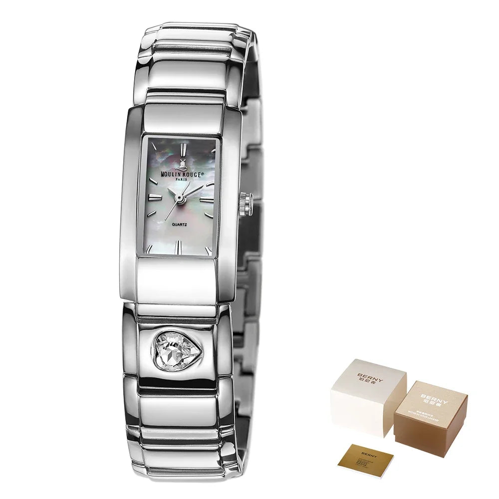 MIYOTA Quartz Watch for Women Luxury Brand Waterproof Rectangle Stainless Steel Bracelet Wristwatch Fashion Red Lady Watch 2022