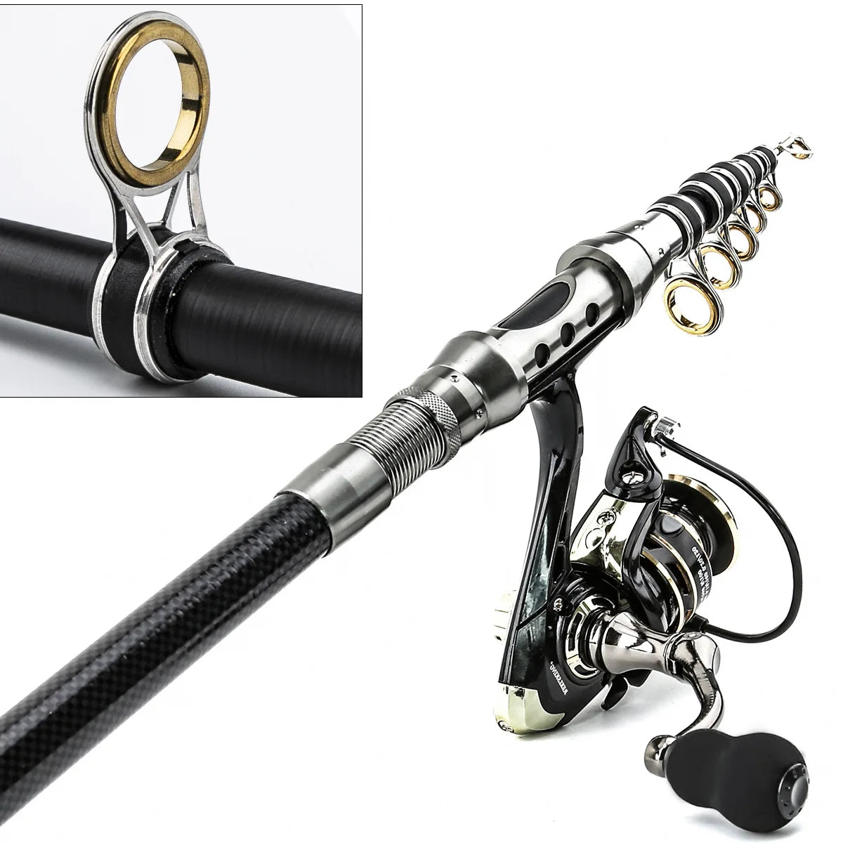 Protable Carbon Fiber Lure Rod Sets for Catching Large Bass Fishing Rod Spinning Reel and Line Combo Set Accessories