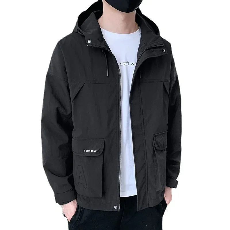 2023 Autumn Winter Mens Cotton Long Sleeve Windproof Jackets Coats New Warm Male Black Coats