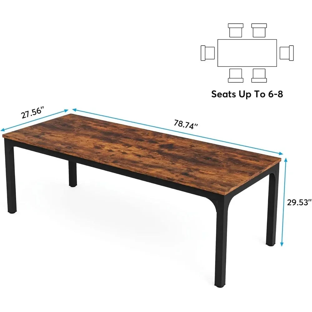 6-8 person dining table, 78 inch rectangular kitchen dining table for living and dining rooms (table only)