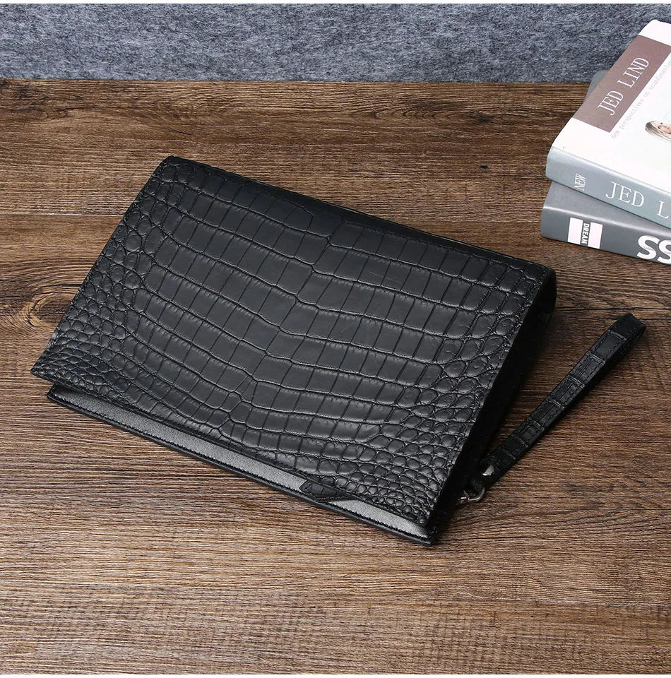 Crocodile Pattern Handbag for Men, Versatile Large Clip Bag, Luxury Wallet, High Quality Men's Wallet, New Trend, 2024