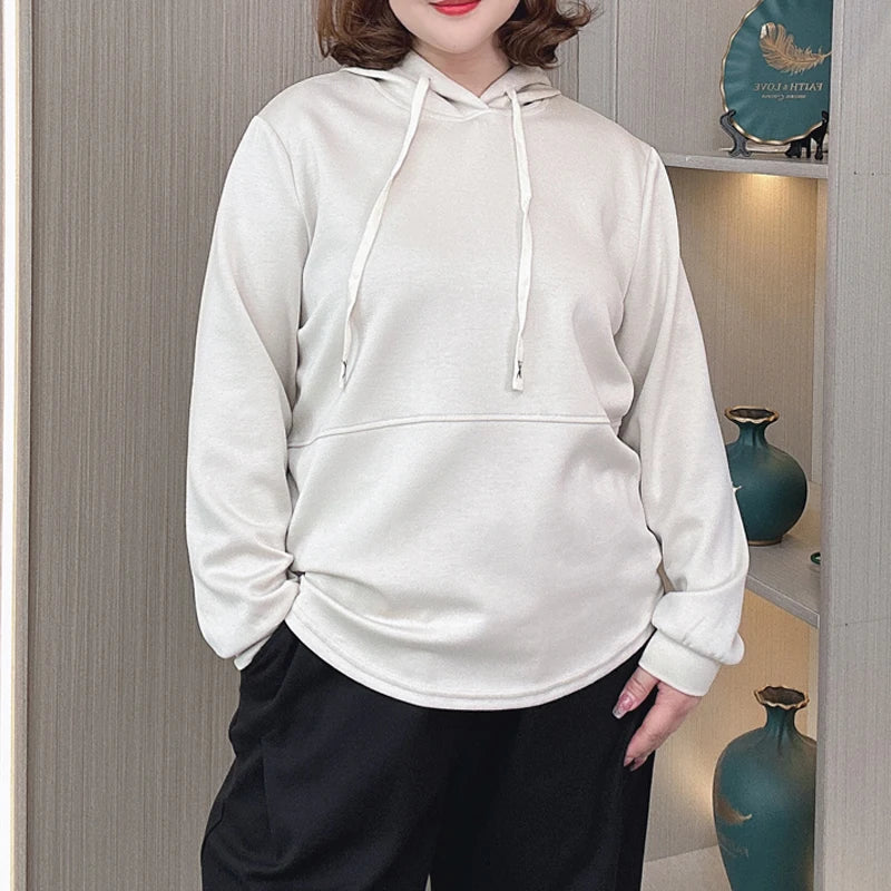 Women's Long Sleeve Hoodie, Casual Hooded Sweatshirt, Loose Tops, Plus Size, Female Fashion, Autumn, New