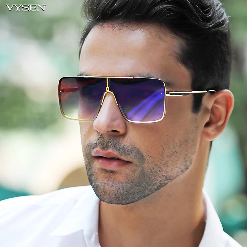 Fashion Oversized Square Sunglasses For Men Metal Frame Sun Glasses 2024 Luxury Brand Design Sunglass Male Retro Shades Eyewear