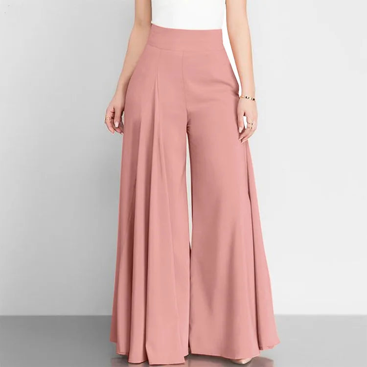 Spring Autumn Fashion Women High Waist Wide Leg Pants Female Elegant Flare Trousers Casual Solid Holiday Loose Long Pant New