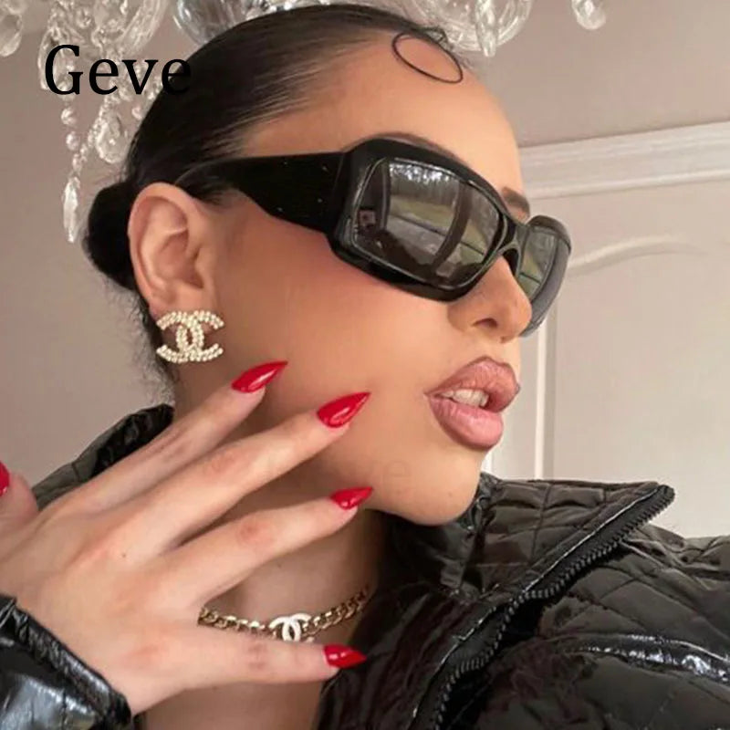 Irregular Oversized Women Sunglasses Y2k Vintage Gothic Shades Goggles Sun Glasses 2000S Trendy Eyeglasses UV400 Oculos De Sol