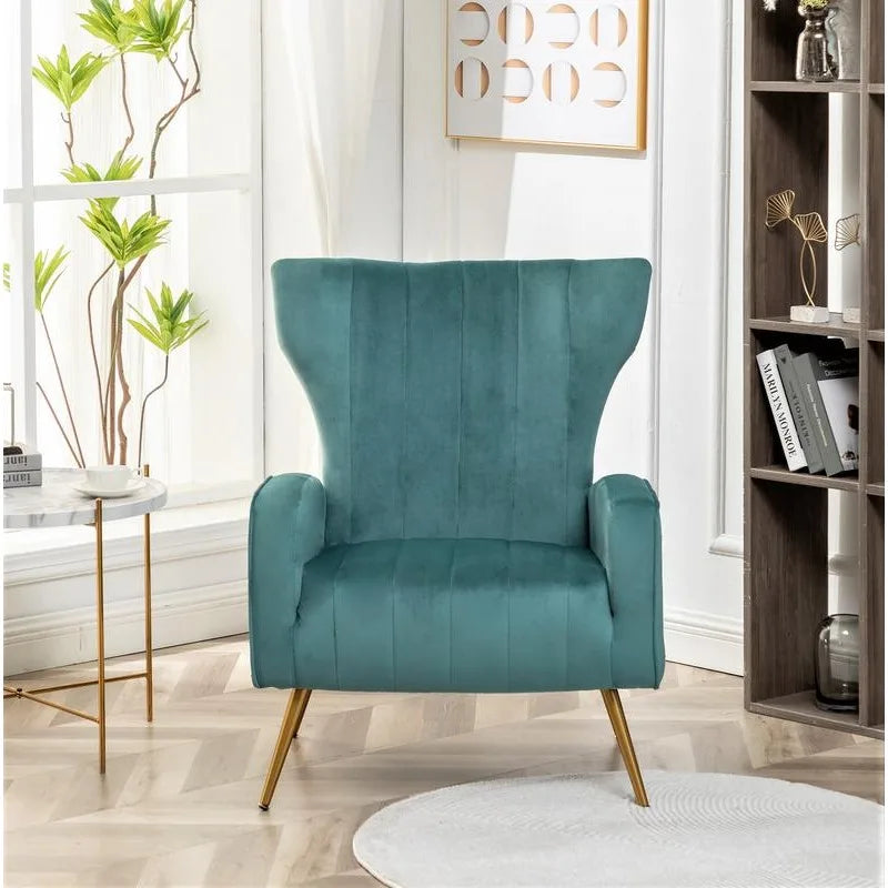 US Pride Furniture Modern Velvet Accent Chair for Living Room, Bedroom or Office with Stylish Metal Legs, Plush Upholsteall