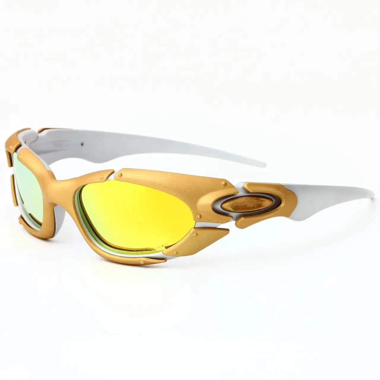 Gold framed polarized sunglasses X metal futuristic technology style outdoor sports cycling sunglasses 8001