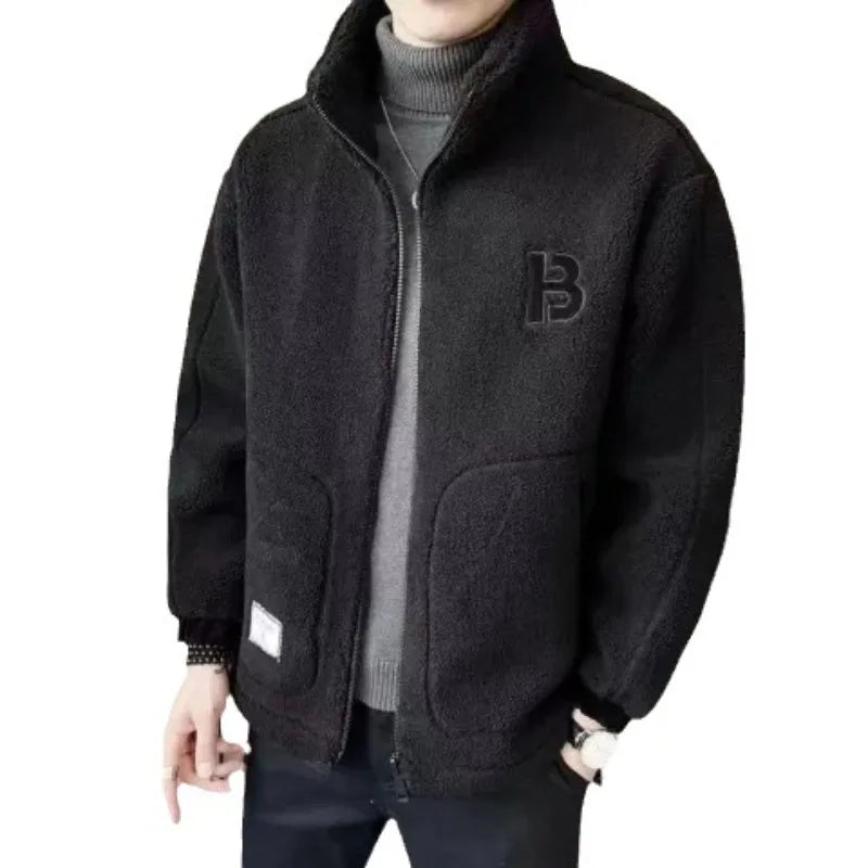 New Korean Version Men's Lamb Wool Cotton Coat with Thick Wool Jacket for Men's Autumn and Winter Casual Wear Trend Brand