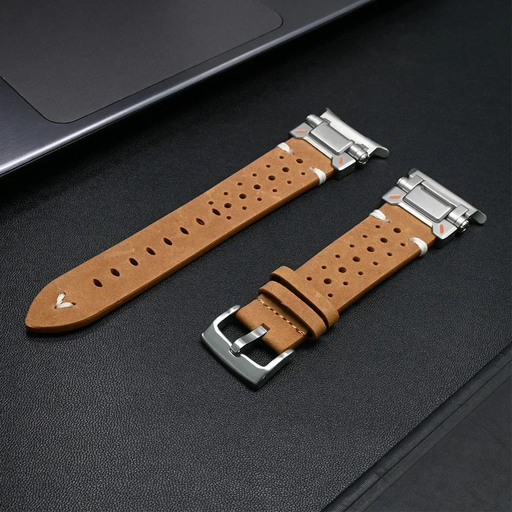 No Gaps Stainless Steel+Leather Band for Samsung Galaxy Watch Ultra 47mm Men Luxury Bracelet for GALAXY WATCH ULTRA Mecha Strap