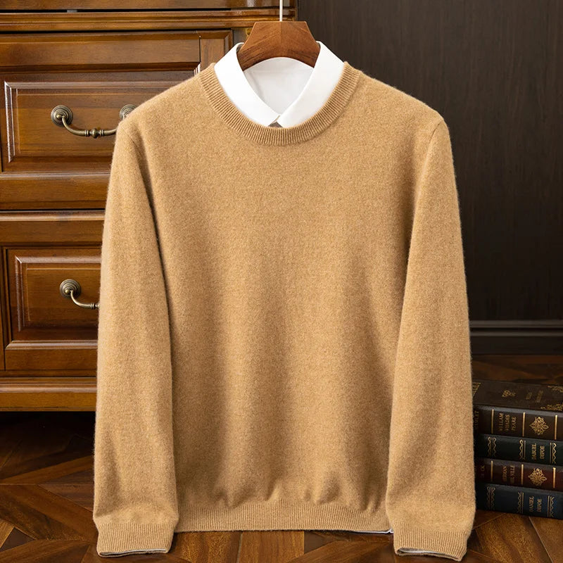 Autumn and Winter New Collection {100% Cashmere} Men's Cashmere Hot Selling Round Neck Casual Solid Color Knitted Sweater for Me