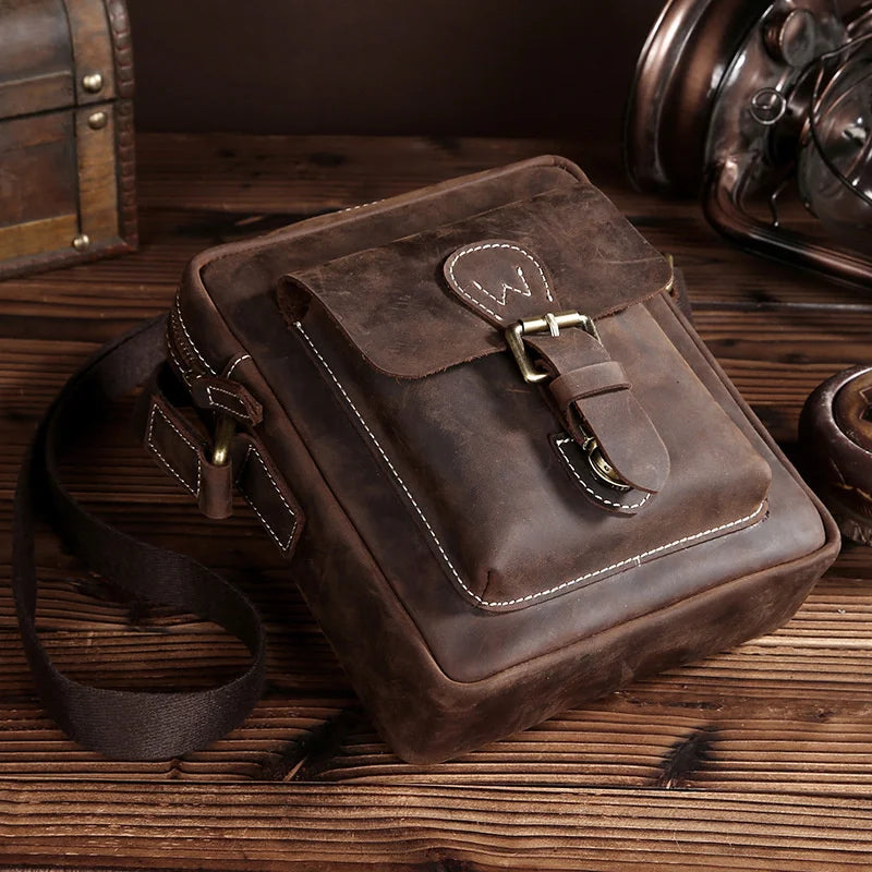 Leather Casual Genuine Shoulder Bag Men Crossbody Messenger Crazy Horse s Wholesale Free Shipping