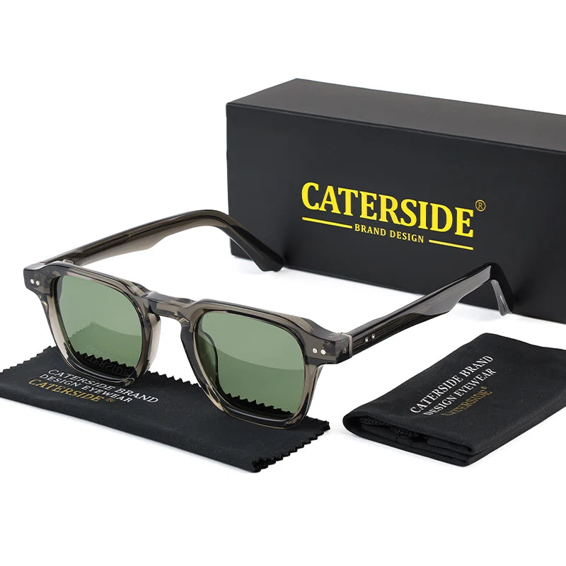 CATERSIDE Square Polarized Sunglasses Men Retro Large Acetate Frame Women Sun Glasses Punk Outdoor Driving Travel Eyewear UV400