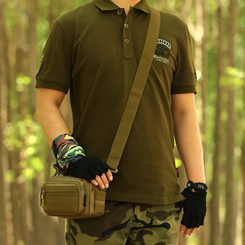 Molle Shoulder/Messenger Crossbody Bag Men 1000D Nylon Travel Fanny Assault Male Waist Pack Belt Clutch Cell Phone Bag