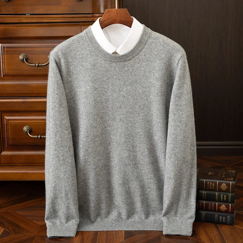 Autumn and Winter New Collection {100% Cashmere} Men's Cashmere Hot Selling Round Neck Casual Solid Color Knitted Sweater for Me