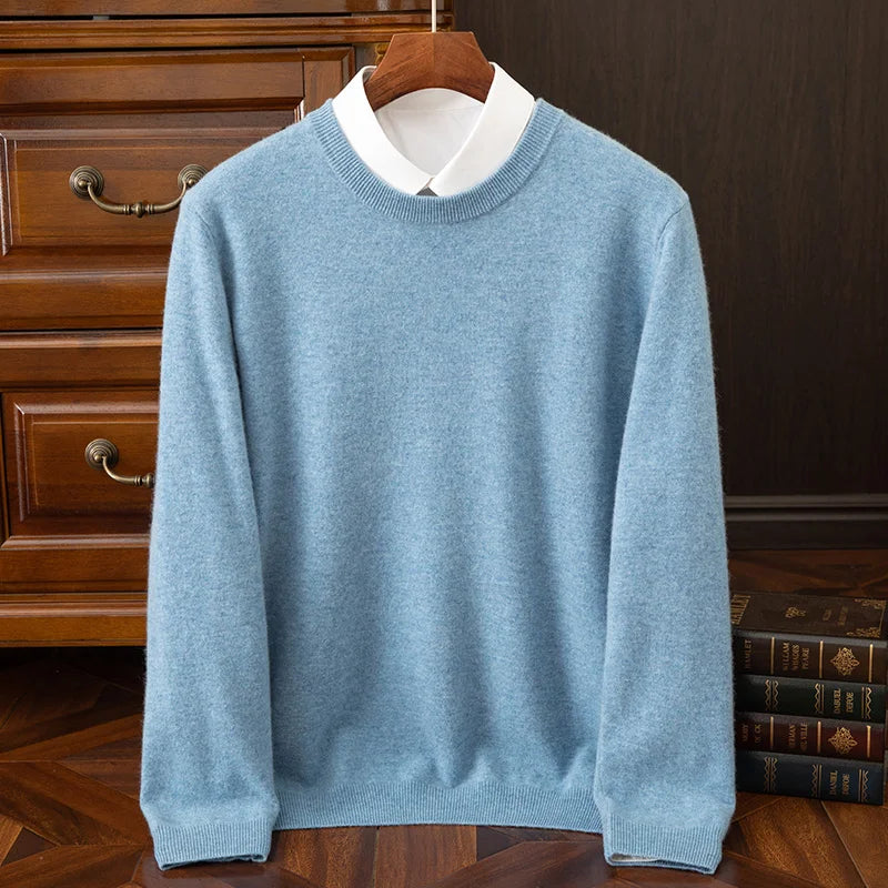 Autumn and Winter New Collection {100% Cashmere} Men's Cashmere Hot Selling Round Neck Casual Solid Color Knitted Sweater for Me