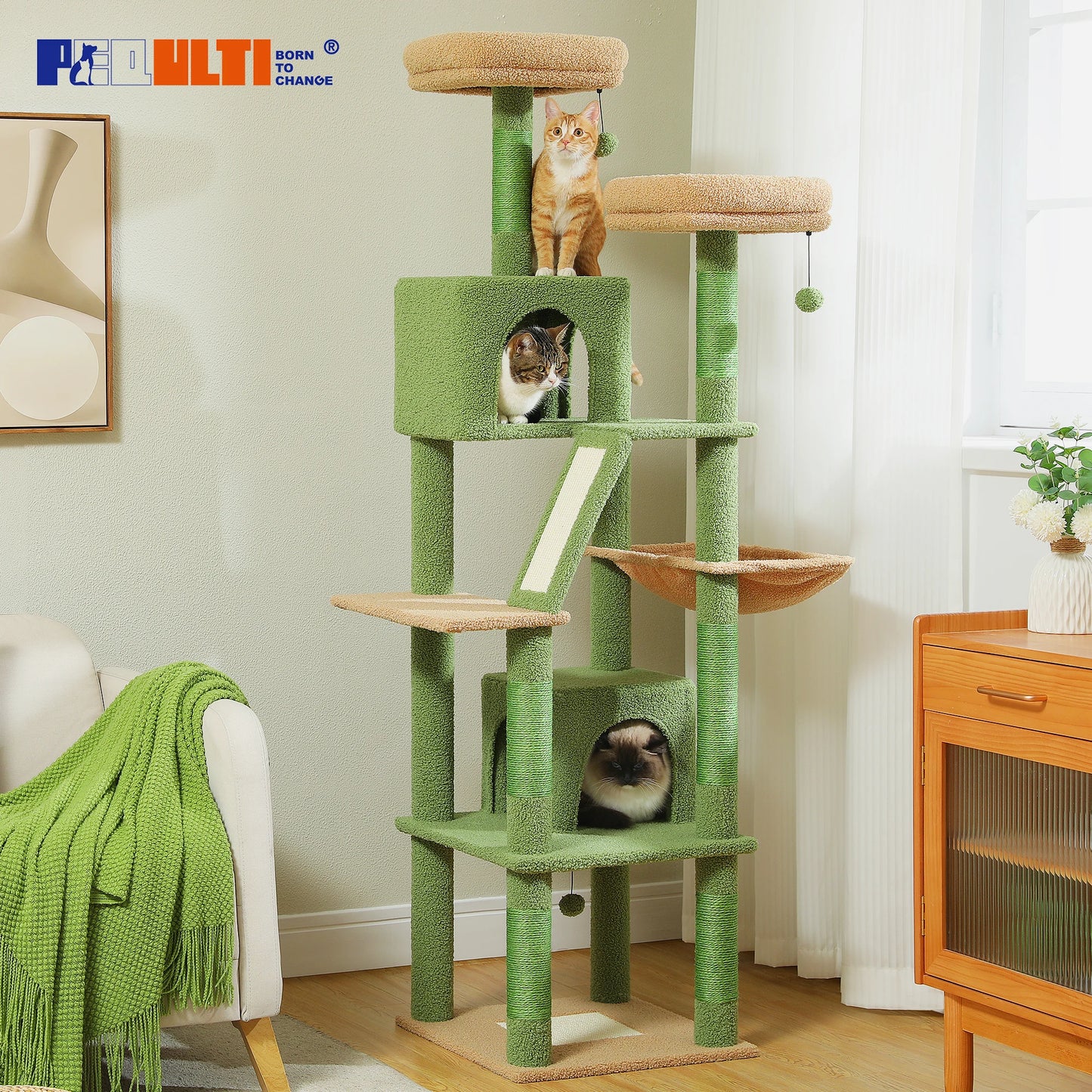 Tall Cat Tree Large Cat Tower for Indoor Cats Multi-Level Plush Cat Condo with Scratching Posts Scratching Boards Perches Caves