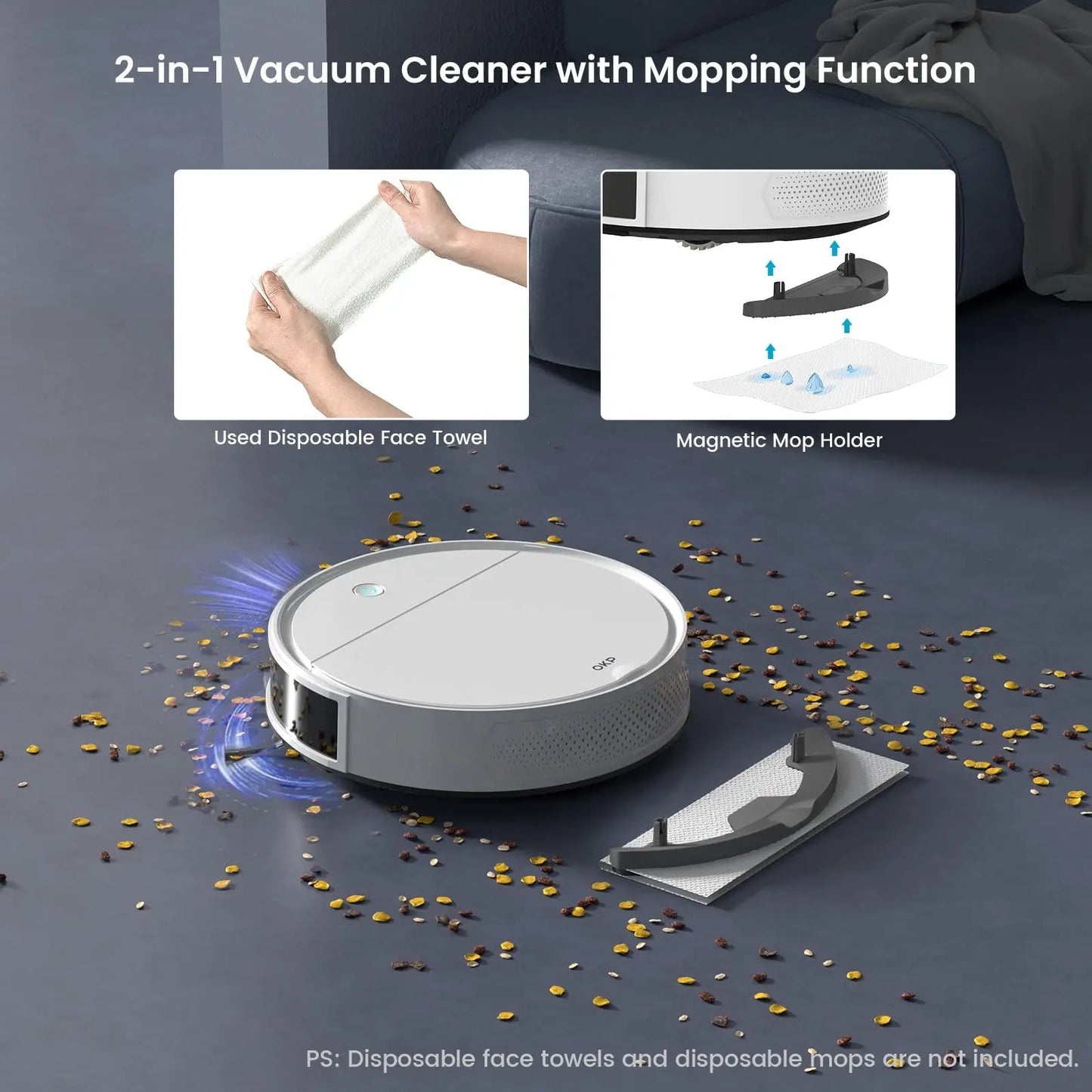 OKP K5P Robot Vacuum Cleaner, 5000Pa, 180 Minutes, WiFi/App, Self-Charging, Perfect for Hard Floors, Animal Hair, Carpets