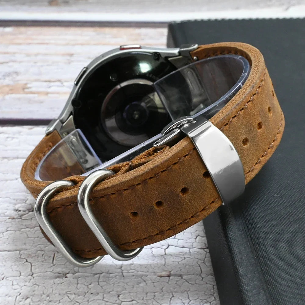 Quick Fit Luxury Leather Band for Samsung Galaxy 6/5/4 44mm 40mm Watch 6/4 Classic 42 47mm 46 43mm 5 Pro 45mm No Gaps Soft Strap