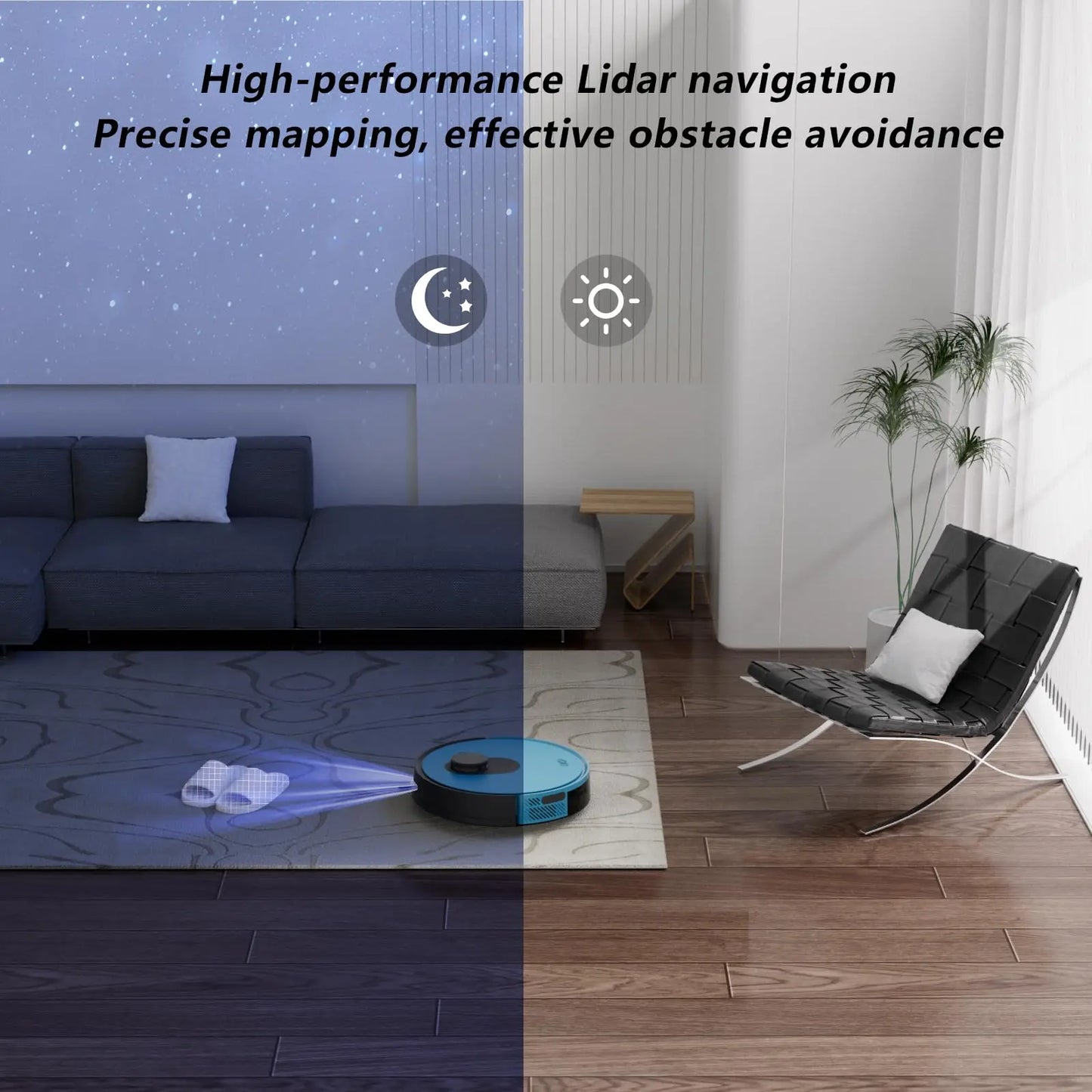 OKP L1 Robot Vacuum Cleaner LiDAR Navigation 3800Pa Suction,Self Charging Ideal for Hard Floors,Carpet and Pet Hair