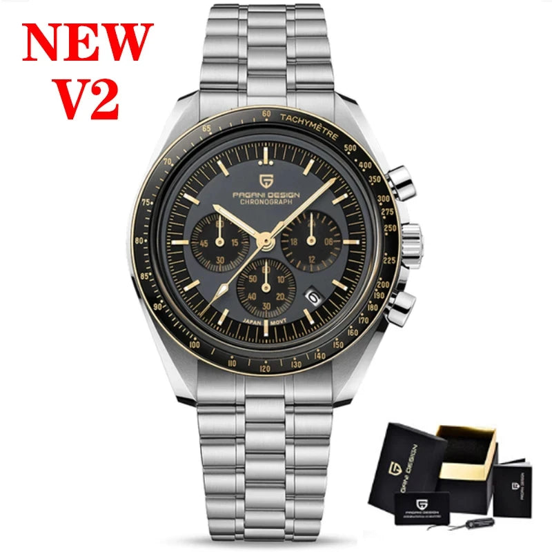 PAGANI DESIGN Moon Mens Watches 2023 Top Brand Luxury Quartz Watch For Men Chronograph Luminous Sapphire Mirror Waterproof Clock