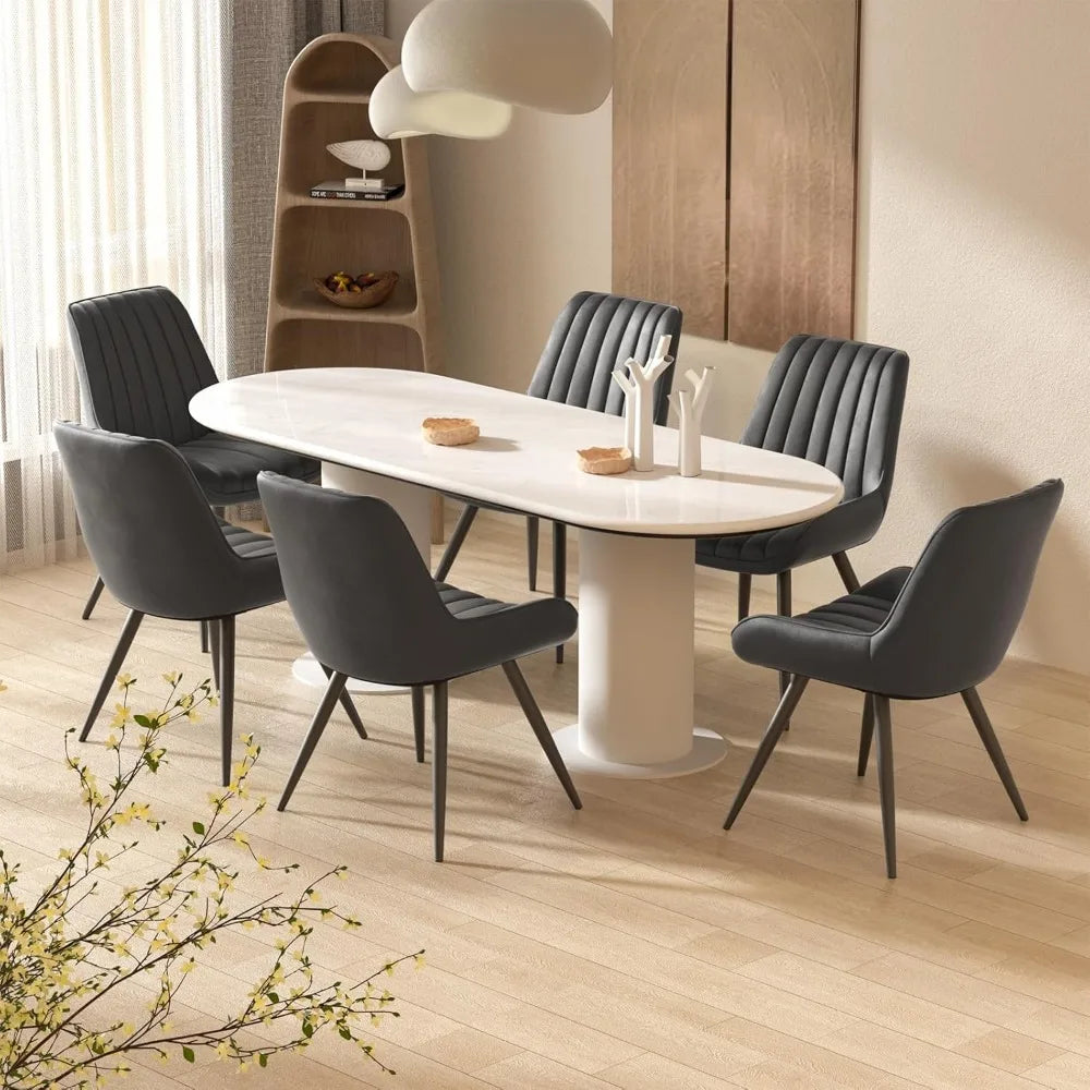 Modern Dining Chairs Set of 4, Comfy Dining Room Chairs with Thick Cushions, Upholstered Kitchen Side Chairs with Metal Legs