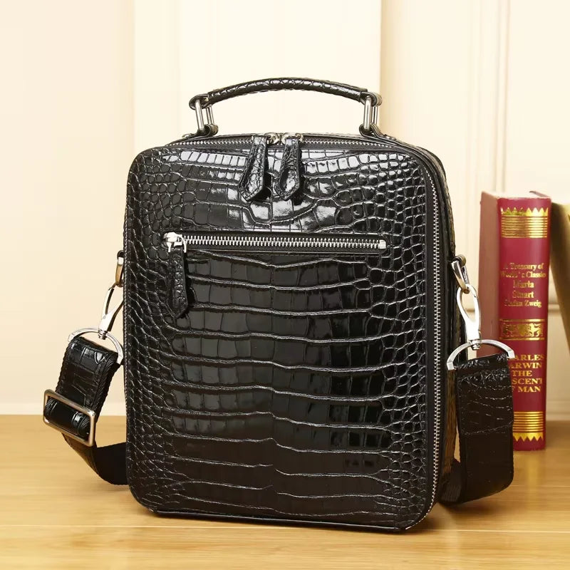 Genuine Leather alligator pattern large capacity men's briefcase business bag fashion men's bag shoulder messenger bag