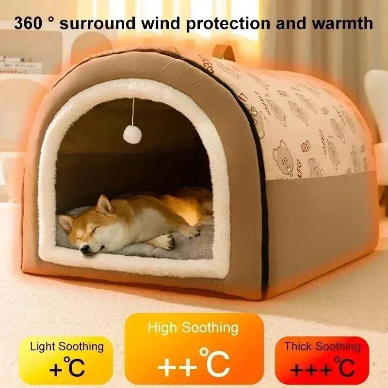 New Dog Kennel Warm Winter Dog House Mat Detachable Washable Dogs Bed Nest Deep Sleep Tent for Medium Large Dogs House Supplies