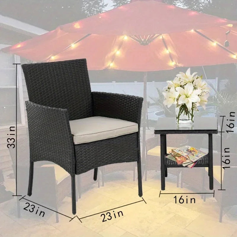 Patio Furniture Sets 3 Pieces Outdoor Bistro Set Rattan Chairs Wicker Set