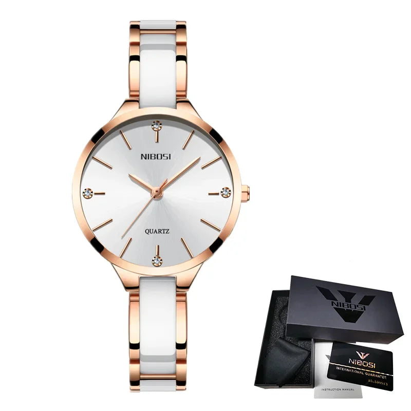 NIBOSI Women Wrist Watch Ceramic Bracelet Watches Ladies Creative Watch For Women Female Clock Relogio Feminino Montre Femme