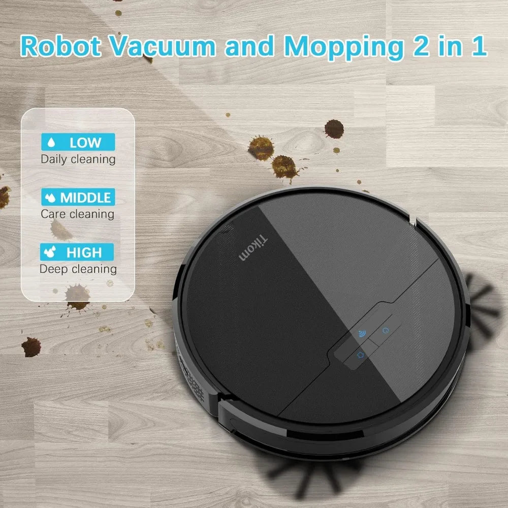 Robot Vacuum and Mop, G8000 Robot Vacuum Cleaner, 2700Pa Strong Suction, Self-Charging, Good for Hard Floors, Black